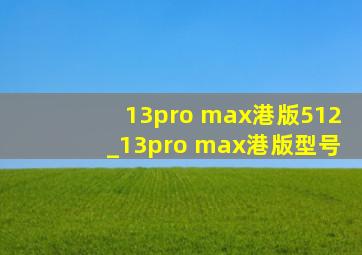 13pro max港版512_13pro max港版型号